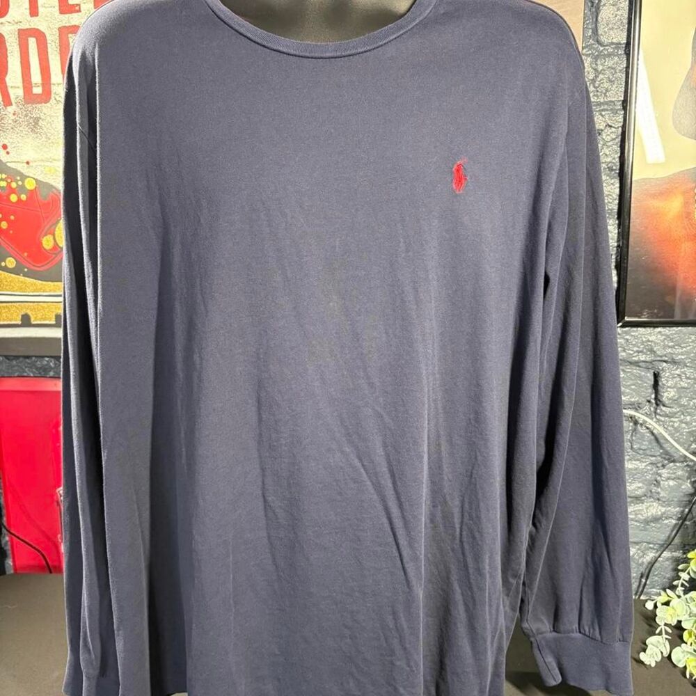 Polo Ralph Lauren Navy Long Sleeve T-Shirt Red Pony Logo - XXL
